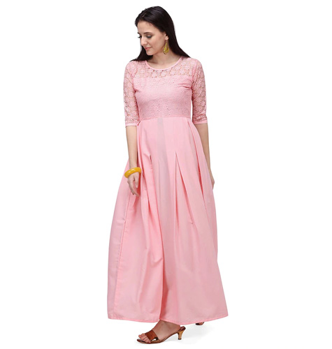 Pink Crepe Maxi Dress